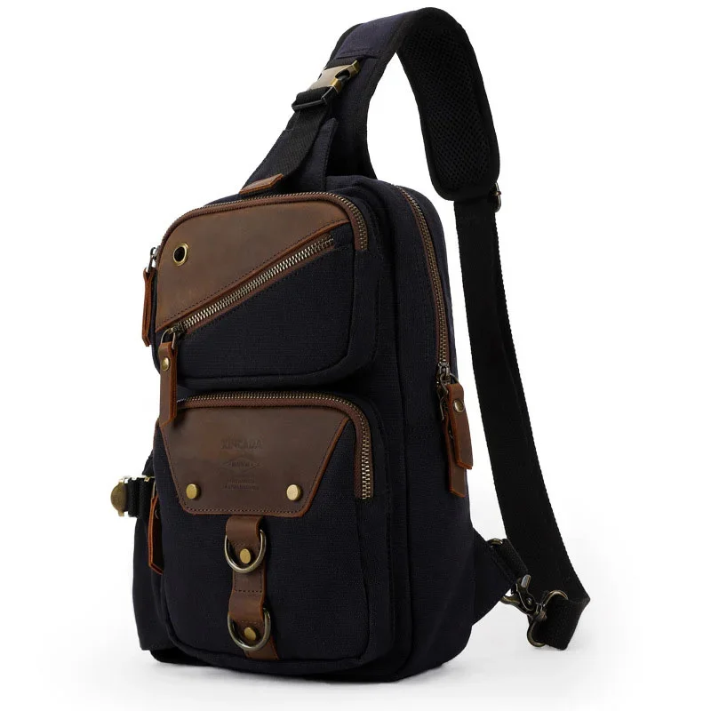 Men Multifunction Canvas Shoulder Bag Sling Chest top layer cowhide Crossbody Messenger Pack for Male Women Female
Men Multifunction Canvas Shoulder Bag Sling Chest top layer cowhide Crossbody Messenger Pack for Male Women Female