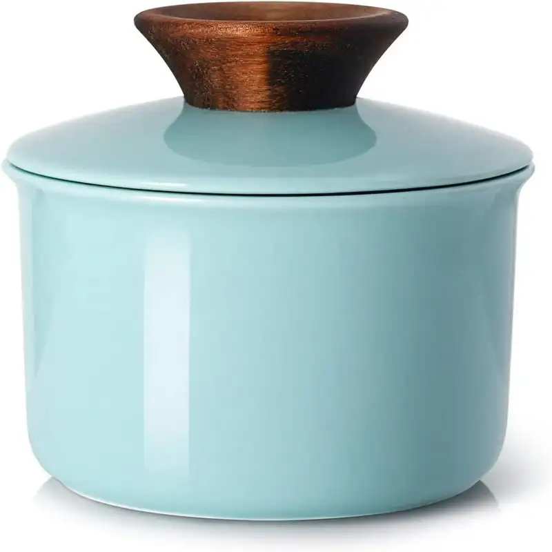 Butter Keeper Crock, French Butter Crock with Wood Knob Lid, Butter Dish for Soft Butter, Blue
Butter Keeper Crock, French Butter Crock with Wood Knob Lid, Butter Dish for Soft Butter, Blue