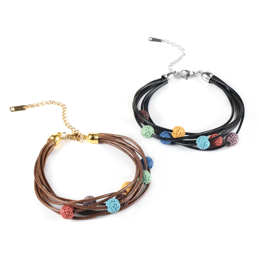 Nabese Natural Stone 7 Chakra Lava Rock Waxed Rope Essential Oil Diffusion Bracelet Men Women Adjustable Stainless Steel Chain
Nabese Natural Stone 7 Chakra Lava Rock Waxed Rope Essential Oil Diffusion Bracelet Men Women Adjustable Stainless Steel Chain