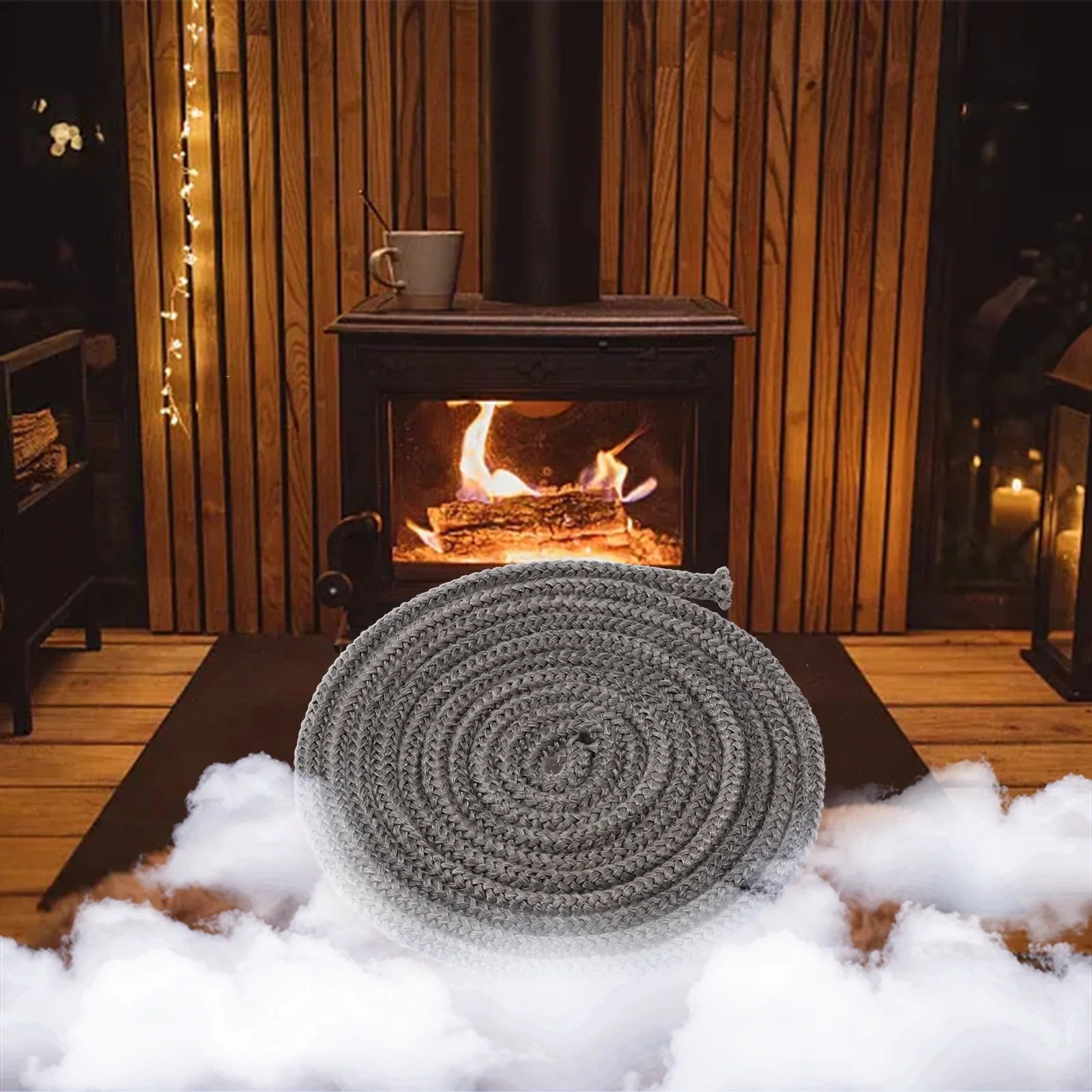 

Wood Stove Door Gasket Rope Seal Soft Wood Burning Stove Doors 8mm X 300cm Fiberglass Good Sealing Performance