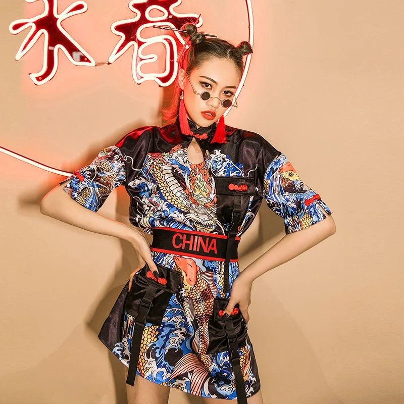 Chinoiserie Hip Hop Hip Hop Hip Hop Dance DS Performance Dress Women Set Sexy Korean Dance Women's Troupe Singing Dress Jazz
Chinoiserie Hip Hop Hip Hop Hip Hop Dance DS Performance Dress Women Set Sexy Korean Dance Women's Troupe Singing Dress Jazz