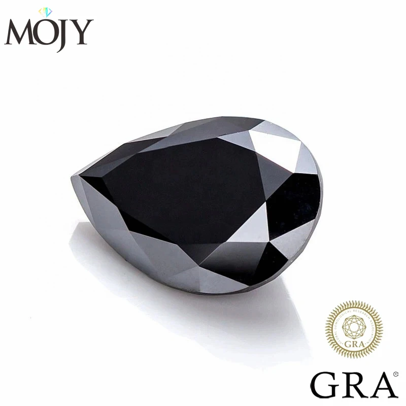 

MOJY Pear Cut Loose Moissanite Stone 0.5~6.0ct Black Color Lab Loose Gems Pass Diamond Tester with GRA Certificate Fine Jewelry