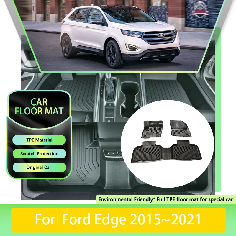 

TPE Car Floor Mat For Ford Edge CD539 Endura 2015 2016 2017~2021 Dirt-resistant Leather Pad LHD Foot Carpet Rug Auto Accessories