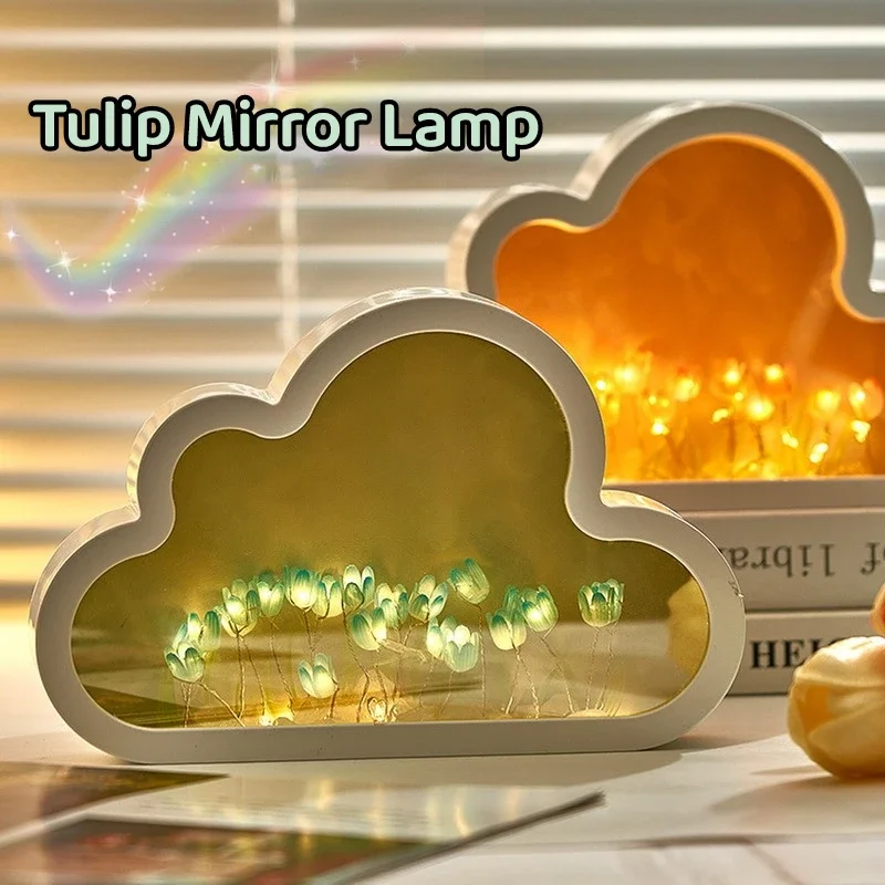 

Сделай Сам лампы Креативный тюльпан домашнее зеркало рамка для девочек фотолампа спальня подарок украшения день рождения облако ночник