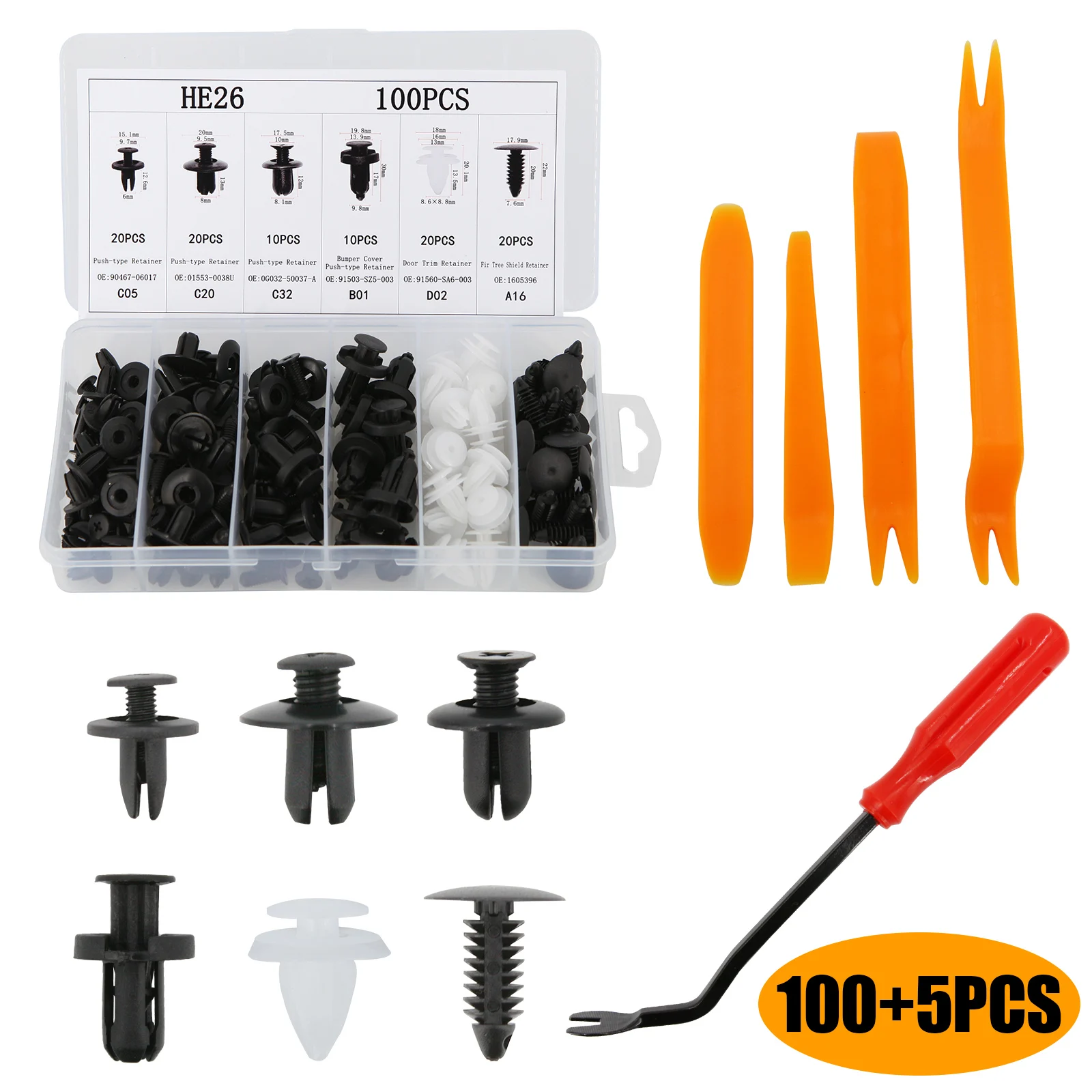 

Car Plastic Fastener Clips Set with Box Mixed Auto Body Push Retainer Pin Rivet Bumper Door Trim Panel Fastener Clip Kit