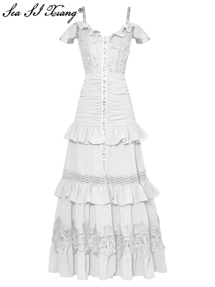Seasixiang Fashion Designer Summer Women Dress Slash Neck Backless Appliques Crystal Vintage Party Sexy Spaghetti Strap Dresses
Seasixiang Fashion Designer Summer Women Dress Slash Neck Backless Appliques Crystal Vintage Party Sexy Spaghetti Strap Dresses