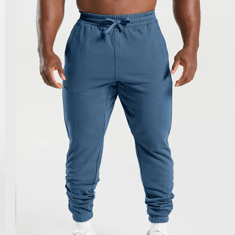 

2024 Simple Sport Baggy Pants Fashion Mid Waist Male Cotton Trouser New Casual Men's Sweatpants Solid Drawstring Slim Jogger