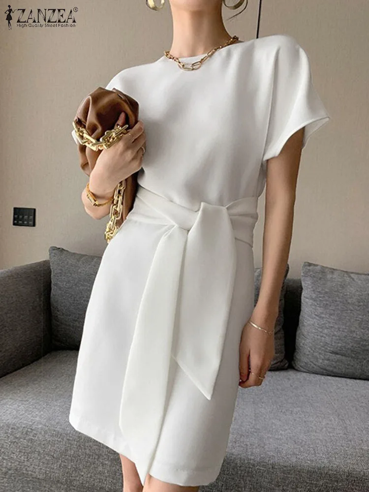 ZANZEA Women Round Neck Short Vestidos Korean Fashion Solid Mini Dresses Elegant Waist Belted Robes 2023 Casual Summer Sundress
ZANZEA Women Round Neck Short Vestidos Korean Fashion Solid Mini Dresses Elegant Waist Belted Robes 2023 Casual Summer Sundress