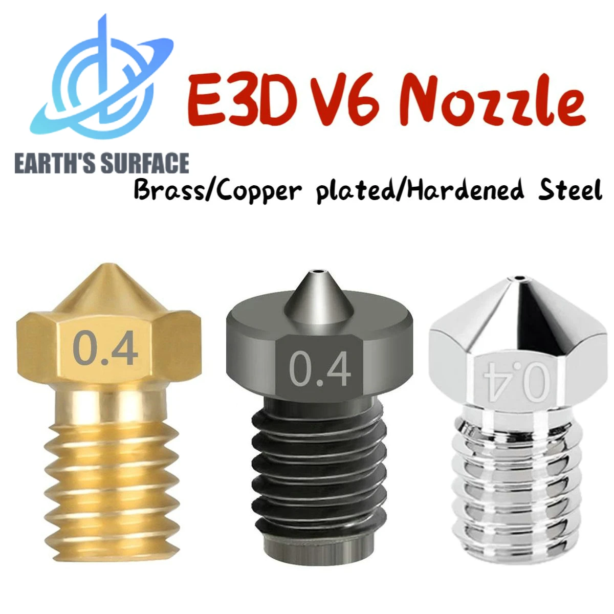 

3D Printer Part 5/10pcs E3D V6 Nozzle 0.4-1.75mm Filament Brass/Copper plated/Hardened Steel Nozzle For V6 Hotend Titan Extruder