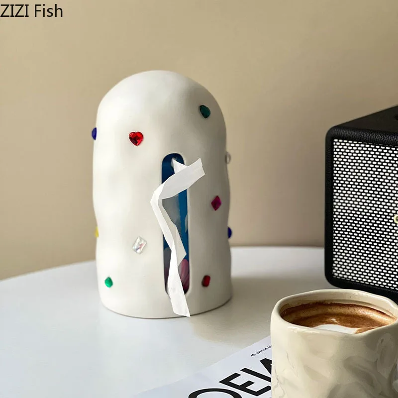 Creative Gemstone Inlay Tissue Box Coffee Table Desk Decoration Ceramic Tissue Box Irregular Shape Crafts Paper Towel Case
Creative Gemstone Inlay Tissue Box Coffee Table Desk Decoration Ceramic Tissue Box Irregular Shape Crafts Paper Towel Case
