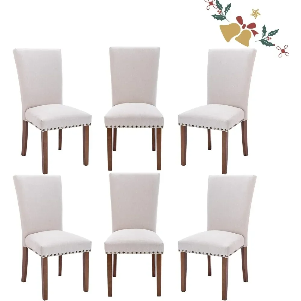 Upholstered Fabric Dining Room Kitchen Side Chair With Nailhead Trim and Wood Legs - Beige Dining Chairs Set of 6 Home Furniture
Upholstered Fabric Dining Room Kitchen Side Chair With Nailhead Trim and Wood Legs - Beige Dining Chairs Set of 6 Home Furniture