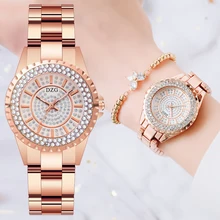 

Diamond Women Luxury Brand Watch 2021 Rhinestone Elegant Ladies Watches Rose Gold Clock Wrist Watches For Women relogio feminino