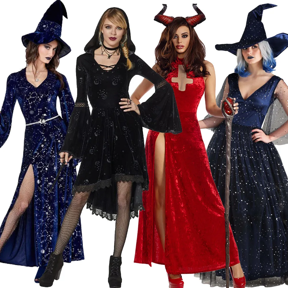 

Маскарадный костюм ведьмы для Хэллоуина, карнавальные маскарадные костюмы для взрослых