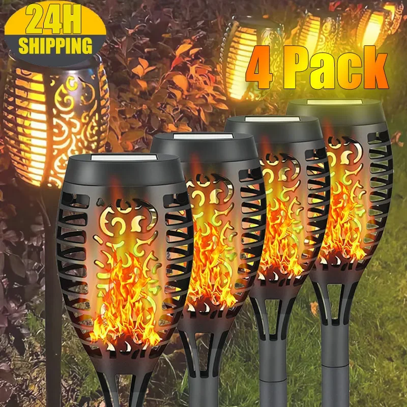 

4/2/1Pcs Solar Lights Flame Torch Flickering Light Waterproof Garden Decoration Outdoor Lawn Tiki Led Path Yard Patio Floor Lamp