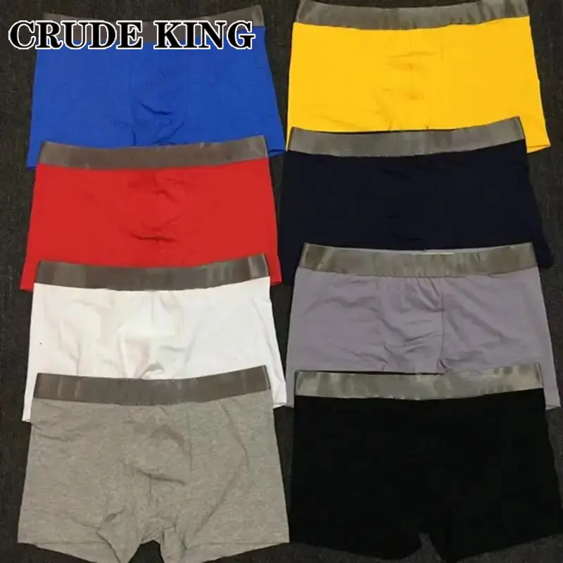 

S-XL Size Male's Boxer Shorts Silver Edge Elastic Belt Mens Flat Corner Pants Cotton Men's Underwear 8-Colors Boyshort Tanga