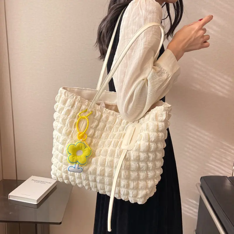 

Cotton Cloud Bag for Women Bubble Tote Wrinkle Quilted Fashion Shoulder Bags Female Underarm Bag Summer Japanese Korean Style
