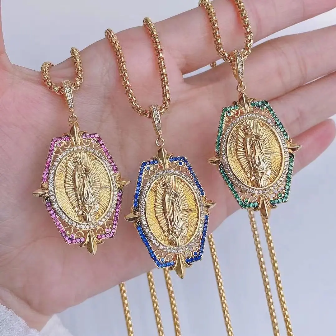 3PCS, Rainbow Virgin Mary Necklaces For Women Gold Chains Necklace Crystal Zircon Catholic Jewelry virgen de guadalupe
3PCS, Rainbow Virgin Mary Necklaces For Women Gold Chains Necklace Crystal Zircon Catholic Jewelry virgen de guadalupe