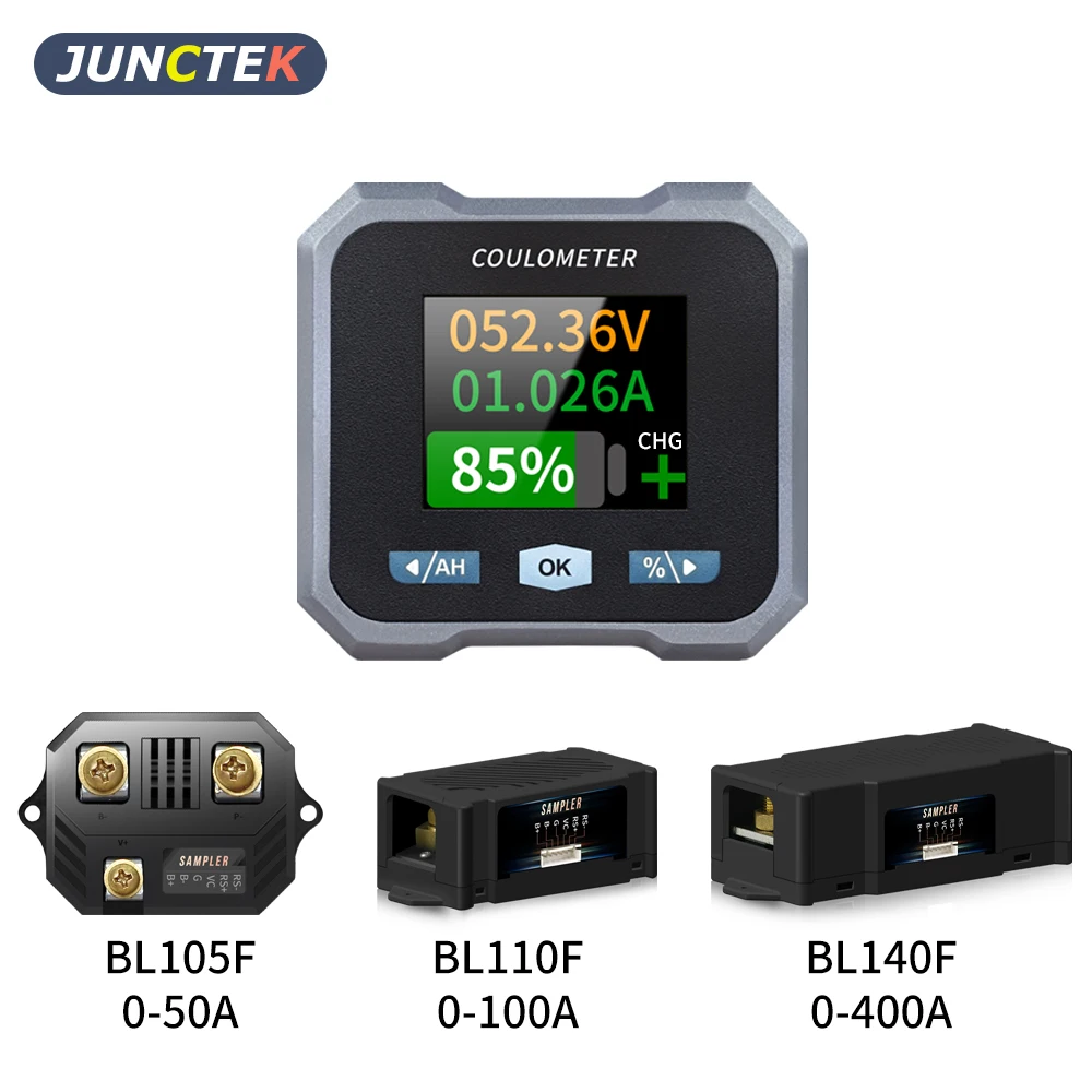 

BL-F series Fixed bracket 10-100V 0-400A waterproof Coulomb Meter Battery level display Meter capacity Bluetooth Battery Monitor
