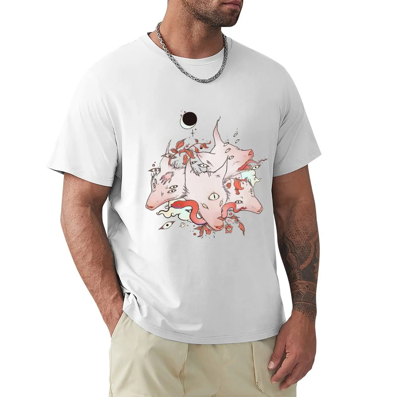 

Wolves, Leaves, Snake, And Nature Artwork T-Shirt vintage shirts graphic tees Men's t-shirts