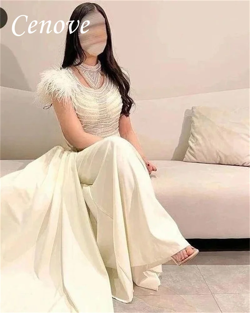 Cenove O Neckline Prom Dress Feathers Short SLeeves With Floor Length Evening Summer Elegant Party Dress For Women2023
Cenove O Neckline Prom Dress Feathers Short SLeeves With Floor Length Evening Summer Elegant Party Dress For Women2023