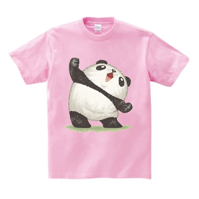 

2024 Happy Panda Children's T-Shirt Cute Cartoon Print Boys Girls Fasion Outfit Clothes Kids T Shirt Child Baby Tee Tops Tshirt