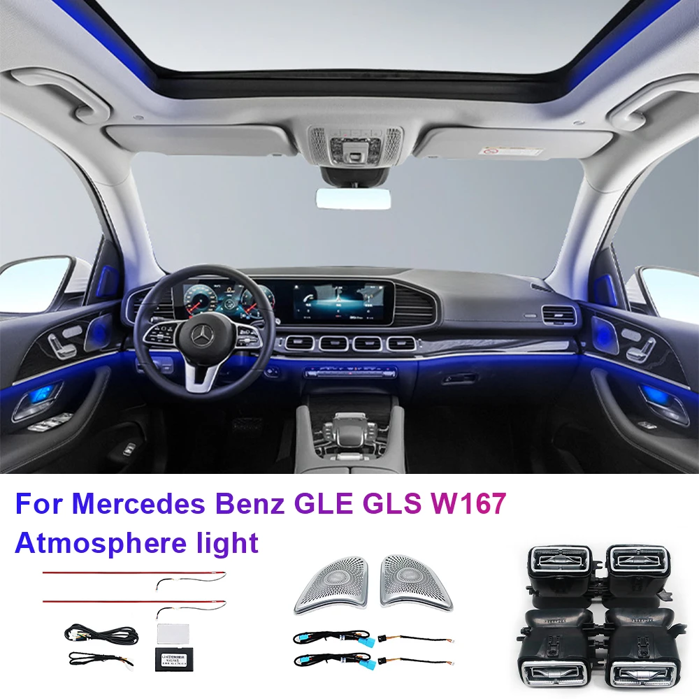 64 цвета внешней освещенности для Mercedes Benz GLE GLS W167, вентиляционные отверстия, освещение, искусственная крыша, украшение, твитер, крышка, автомобильные аксессуары
64 цвета внешней освещенности для Mercedes Benz GLE GLS W167, вентиляционные отверстия, освещение, искусственная крыша, украшение, твитер, крышка, автомобильные аксессуары
