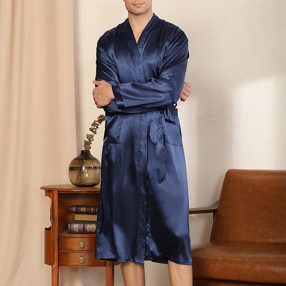 Mens Long Emulation Silk Pajamas Kimono Bathrobe Robe Dressing Gown Loungewear Basic Clothing Skin-Friendly Underwear
Mens Long Emulation Silk Pajamas Kimono Bathrobe Robe Dressing Gown Loungewear Basic Clothing Skin-Friendly Underwear