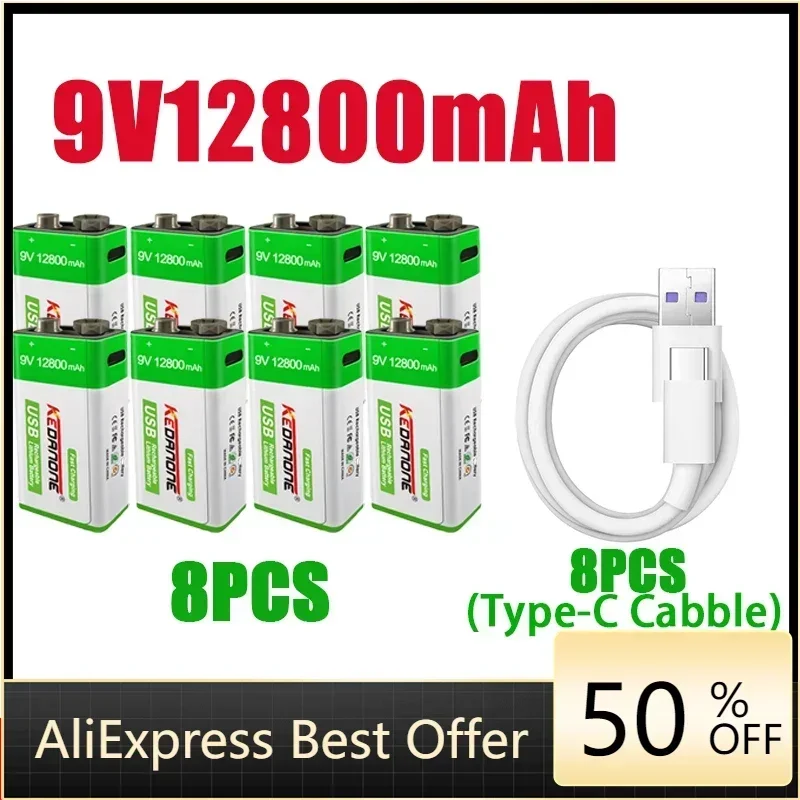 NEW 9V 12800mAh li-ion Rechargeable battery Micro USB Batteries 9 v lithium for Multimeter Microphone Toy Remote Control KTV use
NEW 9V 12800mAh li-ion Rechargeable battery Micro USB Batteries 9 v lithium for Multimeter Microphone Toy Remote Control KTV use