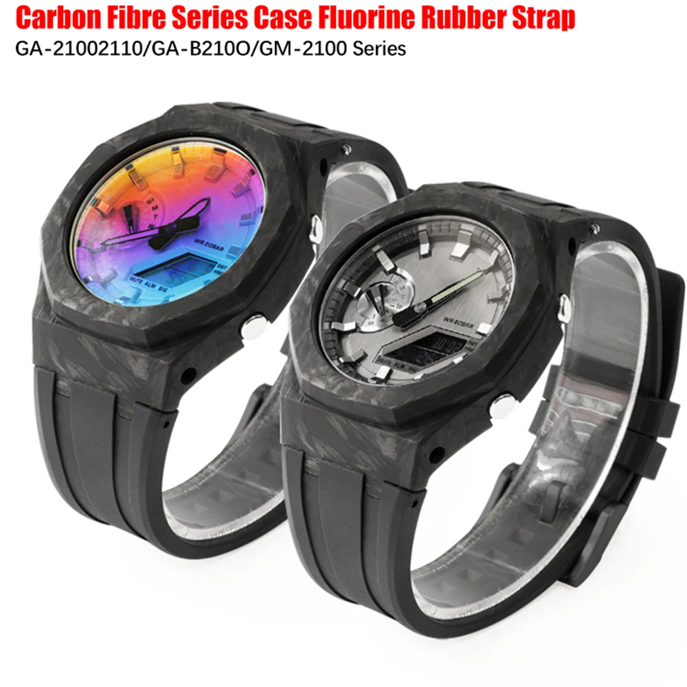 Luxury Carbon Fiber Mod Kit For Casioak GA2100/2110 GAB2100 Fiber Case With Screws For GM2100 Modification Kit Rubber Strap 
Luxury Carbon Fiber Mod Kit For Casioak GA2100/2110 GAB2100 Fiber Case With Screws For GM2100 Modification Kit Rubber Strap