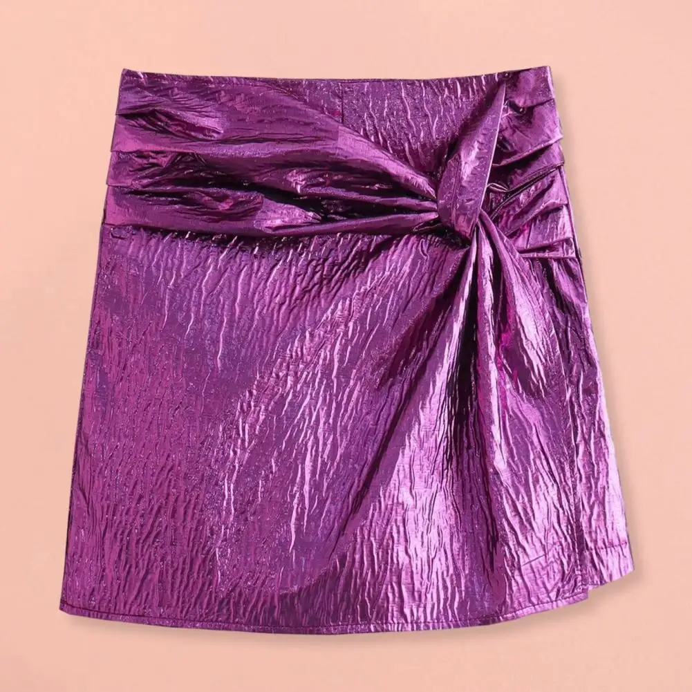 

Solid Color Skort Elegant High Waist Pleated Skort Shorts for Women Autumn Winter Mini Skirt Solid Color Streetwear Knot Detail