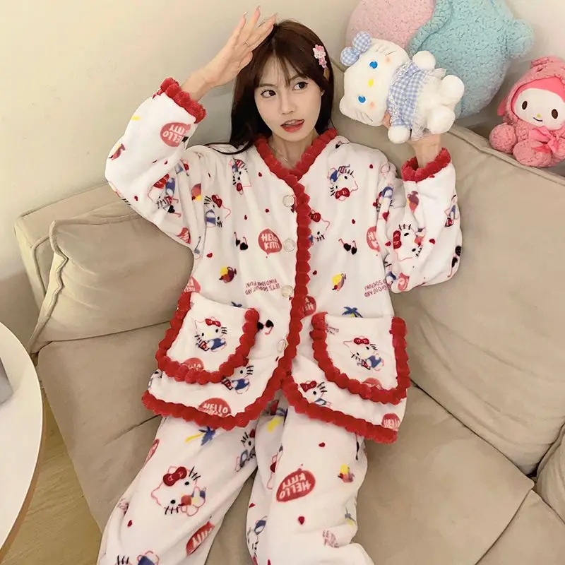 Hello Kitty Y2K Sanrio Cartoon Anime Kawaii Women's Pajamas Leisure Loose Plus Velvet Thicken Tracksuit Long Sleeves Trousers
Hello Kitty Y2K Sanrio Cartoon Anime Kawaii Women's Pajamas Leisure Loose Plus Velvet Thicken Tracksuit Long Sleeves Trousers