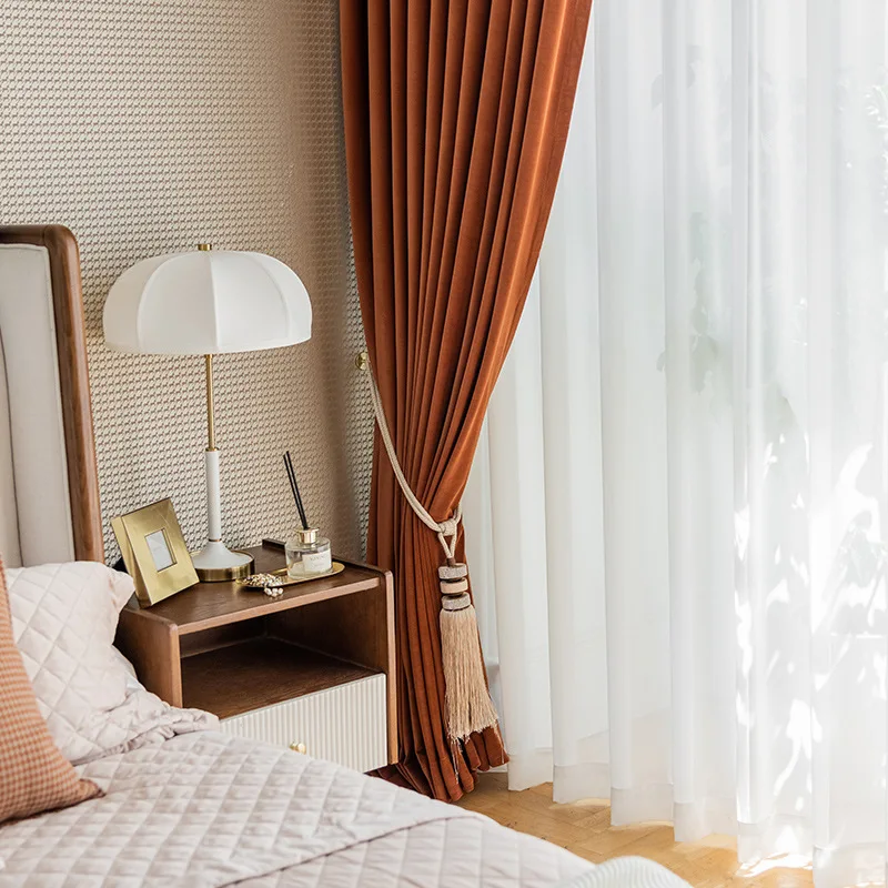 French Retro Solid Color Caramel Luxury Elegant Australian Wool Flannel Thickened Shading Curtains for Livingroom Dining Bedroom
French Retro Solid Color Caramel Luxury Elegant Australian Wool Flannel Thickened Shading Curtains for Livingroom Dining Bedroom