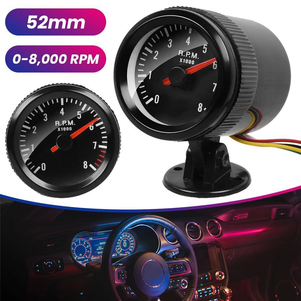 Car Meter Tachometer RPM Gauge 2" 52mm 0-8000RPM Analog Black Case With White LED For 1-8 Cylinders Gasoline
Car Meter Tachometer RPM Gauge 2" 52mm 0-8000RPM Analog Black Case With White LED For 1-8 Cylinders Gasoline