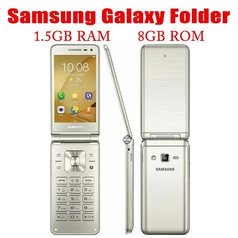 

Samsung Galaxy Folder G1600 (2016) 3.8-Inch Quad-Core 2GB RAM 16GB ROM Dual SIM Card 1.4GHz LTE Flip Original Unlock Phone