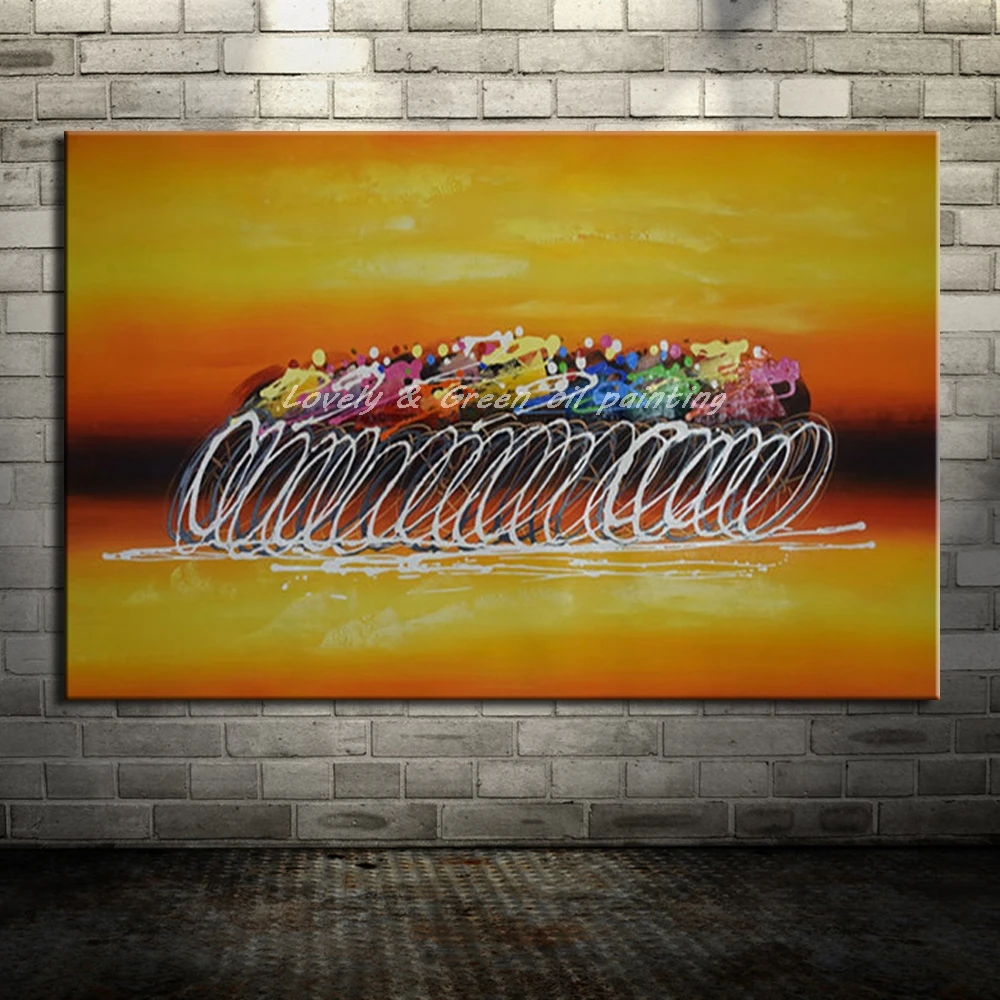 

Mintura Hand-Painted Modern Abstract Oil Paintings On Canvas,Wall Art Pictures For Living Room Hotel Decor Pop Art Unframed Gift