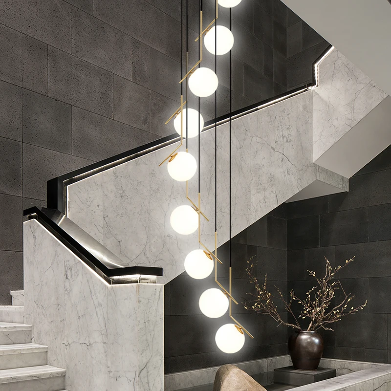 Nordic minimalist staircase LED long chandelier luxury living room duplex building hollow glass spherical lamp
Nordic minimalist staircase LED long chandelier luxury living room duplex building hollow glass spherical lamp