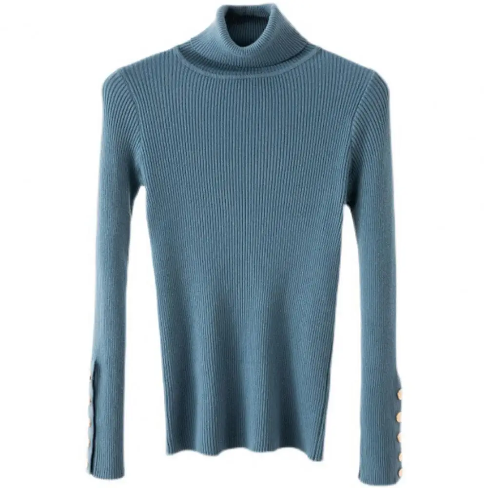 High Collar Sweater High Collar Slim Fit Knitted Sweater for Women Solid Color Long Sleeves Neck Protection Button Decor Fall
High Collar Sweater High Collar Slim Fit Knitted Sweater for Women Solid Color Long Sleeves Neck Protection Button Decor Fall