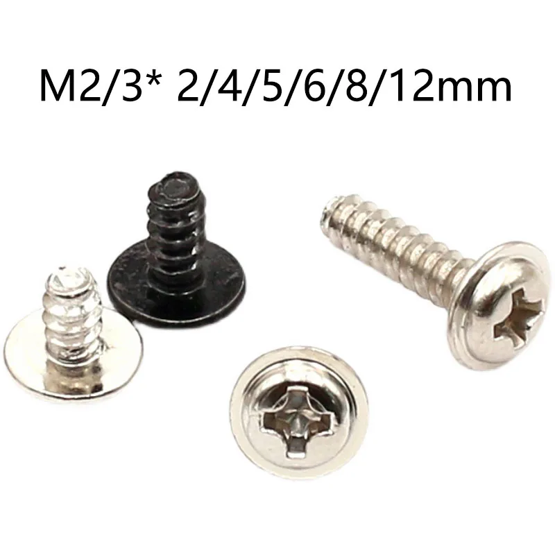 100Pc/lot M2/2.5/3*L=2/4/5/6/8/12mm Carbon Steel Cross Phillips Recessed Round Head With Washer Collar Self Tapping Screws Bolts
100Pc/lot M2/2.5/3*L=2/4/5/6/8/12mm Carbon Steel Cross Phillips Recessed Round Head With Washer Collar Self Tapping Screws Bolts