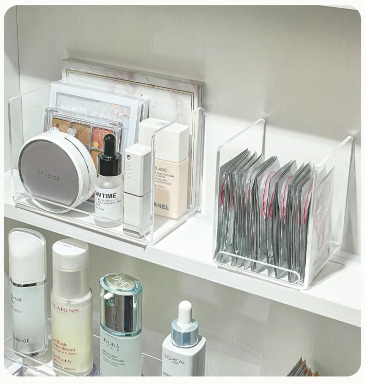 Acrylic Mirror Cabinet Partition Transparent Cosmetics Storage Box Facial Mask Holder Eye Shadow Storage Shelf Makeup Organizer
Acrylic Mirror Cabinet Partition Transparent Cosmetics Storage Box Facial Mask Holder Eye Shadow Storage Shelf Makeup Organizer