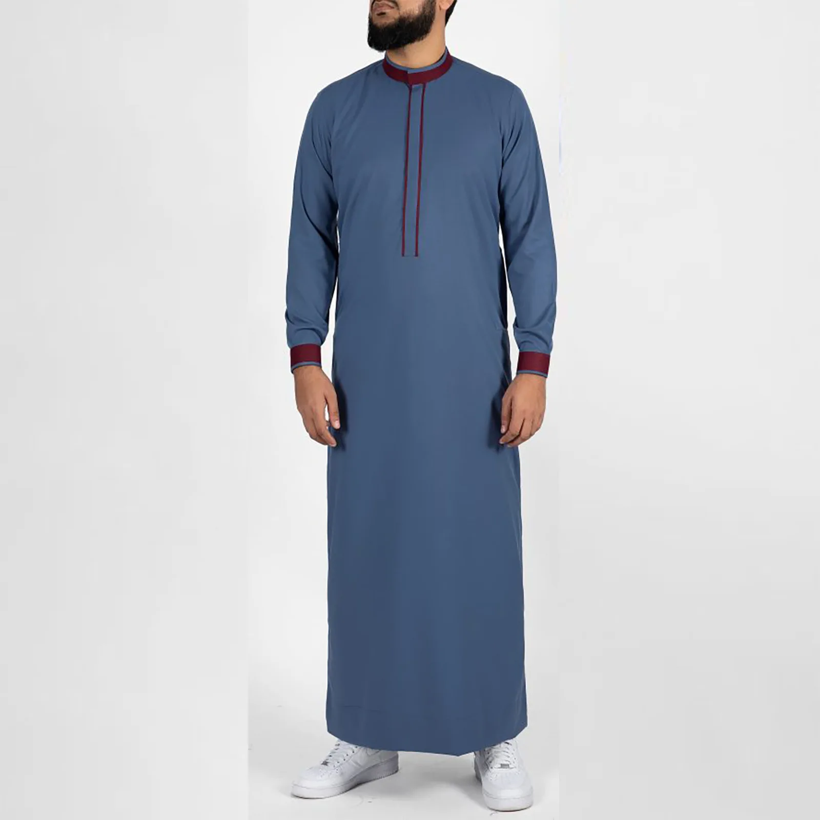 

Islamic Men's Clothing Muslim Solid Color Djellaba Business Robe New Arab Man Ethnic Style Long Sleeve Shirts Casual solid color