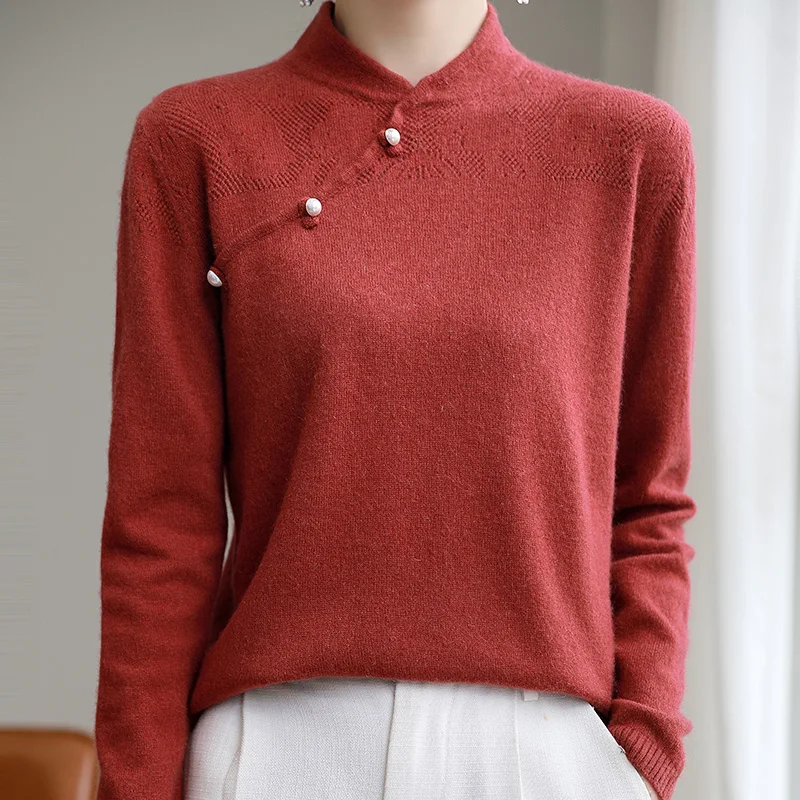 Chinese Style Women Cashmere Pullovers Soft Sweaters 100% Wool Knitting Long Sleeve Female Fashion Jumper 2023 Winter
Chinese Style Women Cashmere Pullovers Soft Sweaters 100% Wool Knitting Long Sleeve Female Fashion Jumper 2023 Winter