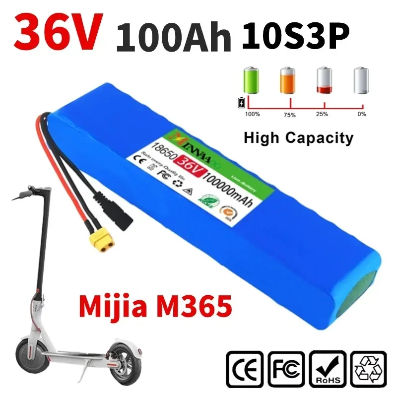 

36V 100Ah Battery ebike Battery Pack 18650 Li-ion Batteries 10S3P 350W 500W For High Power Electric Scooter Motorcycle Scooter