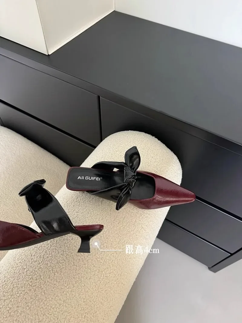 Sweet Butterfly-knot Low-heeled Slippers Women Elegant Pointed Toe Slingback Slide Sandals Comfort Concise Designer Office Shoes 37 Seb33690ddac544a2b7dc19c28286ff93j