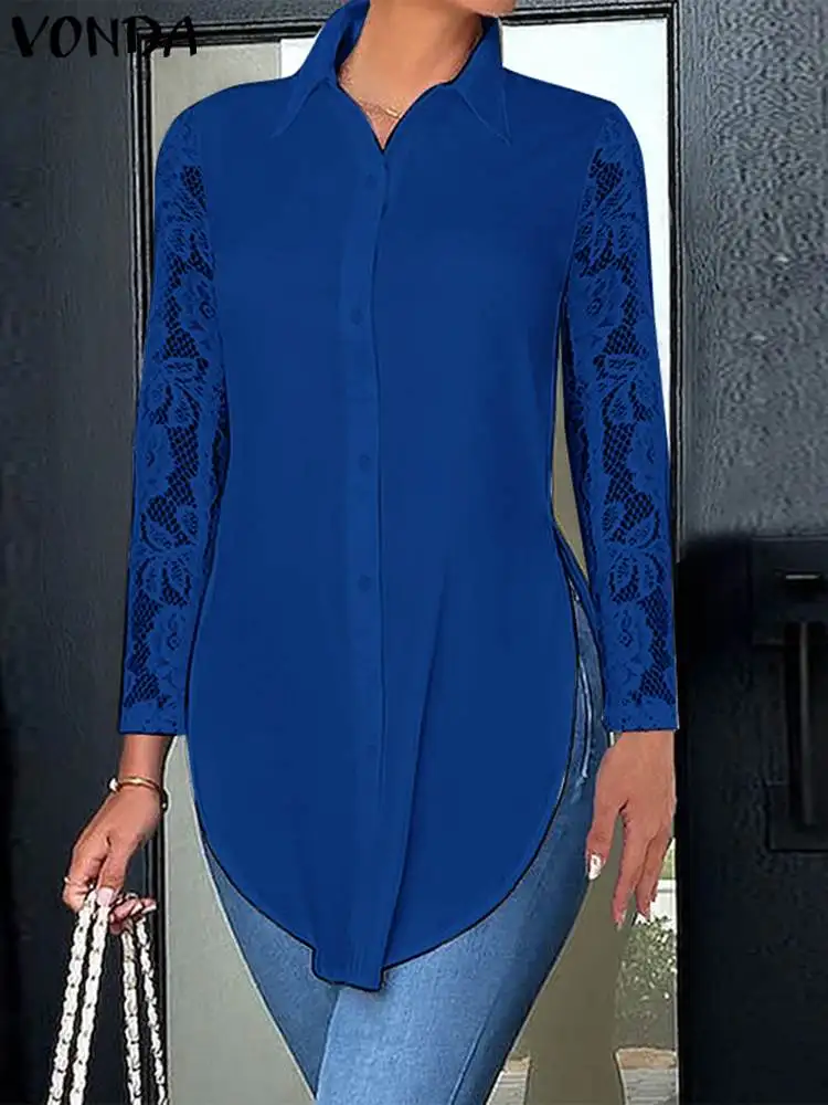 VONDA Fashion Women Autumn Shirts 2023 Long Sleeve Lace Tops Asymmetrical Elegant Office Blouse Lapel Casual Solid Blusas Femme
VONDA Fashion Women Autumn Shirts 2023 Long Sleeve Lace Tops Asymmetrical Elegant Office Blouse Lapel Casual Solid Blusas Femme