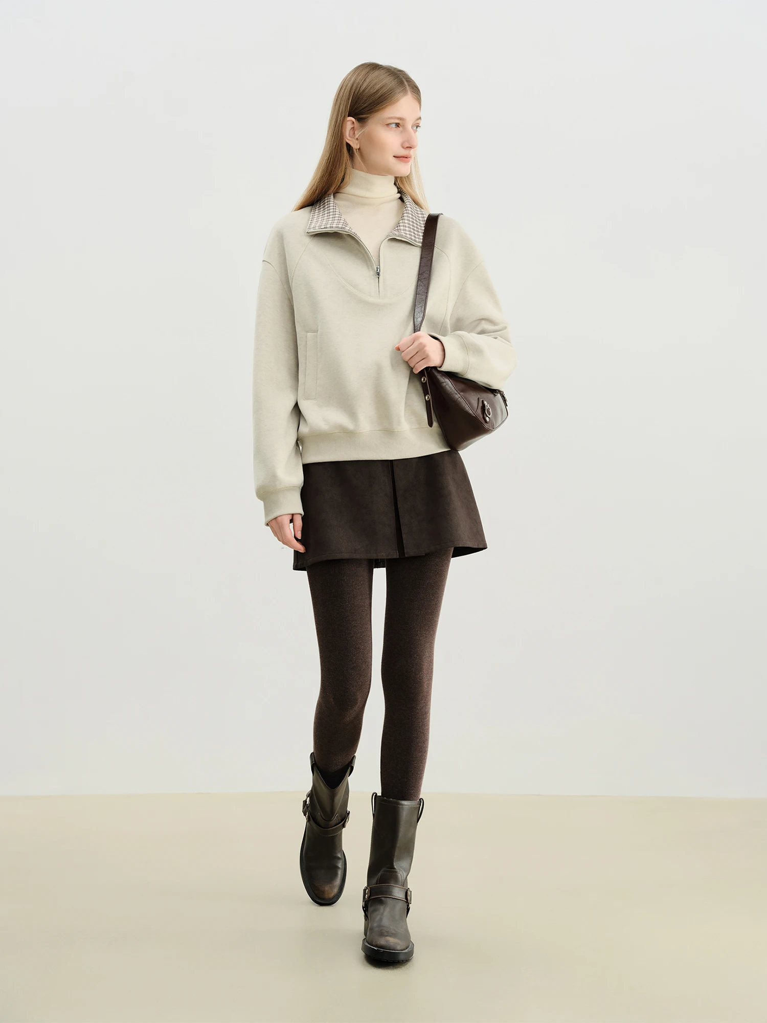 ZIQIAO 2025 Autumn Winter Women Retro Brown PU Leather Box Pleated Skirt - High Waist Midi Length A-Line Skirt for Casual 86 Seb3657aa535840a7bc35b97b1b1799a1m