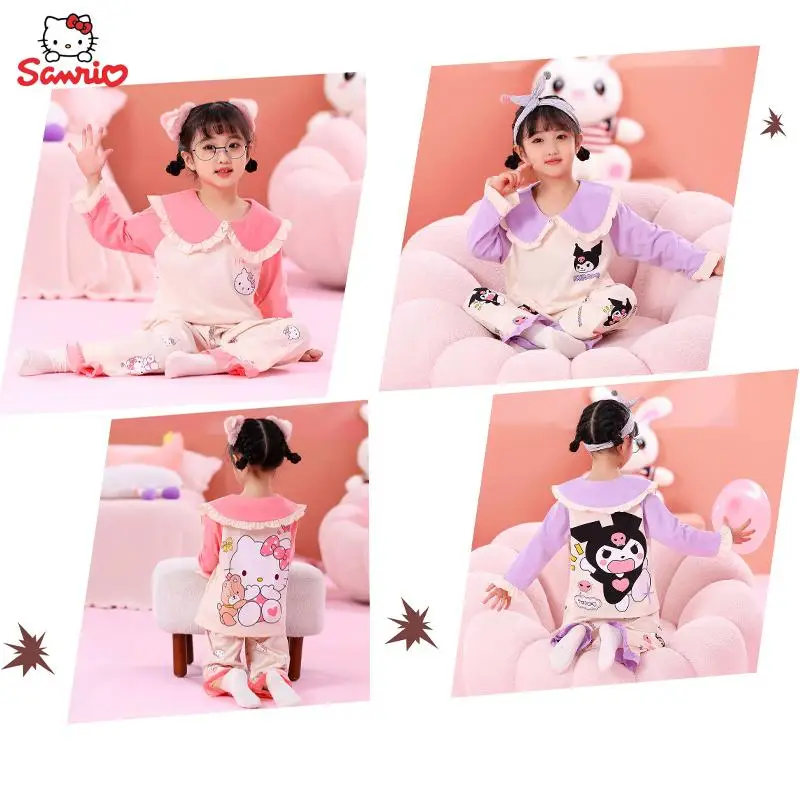 Kawaii Sanrio, Hello Kitty Kuromi Melody детские пижамы весна-осень хлопок с длинным рукавом
Kawaii Sanrio, Hello Kitty Kuromi Melody детские пижамы весна-осень хлопок с длинным рукавом