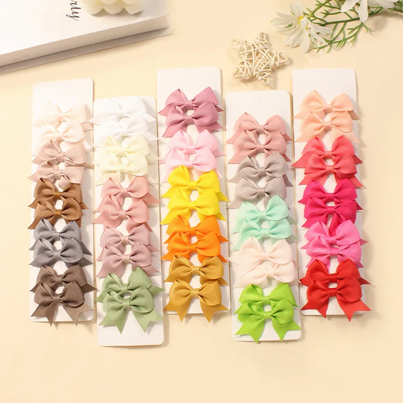 

10Pcs/lot Solid Color Ribbon Baby Bows Hair Clips for Baby Girls Handmade Bowknot Hairpin MiNi Barrettes Kids Hair Accessories