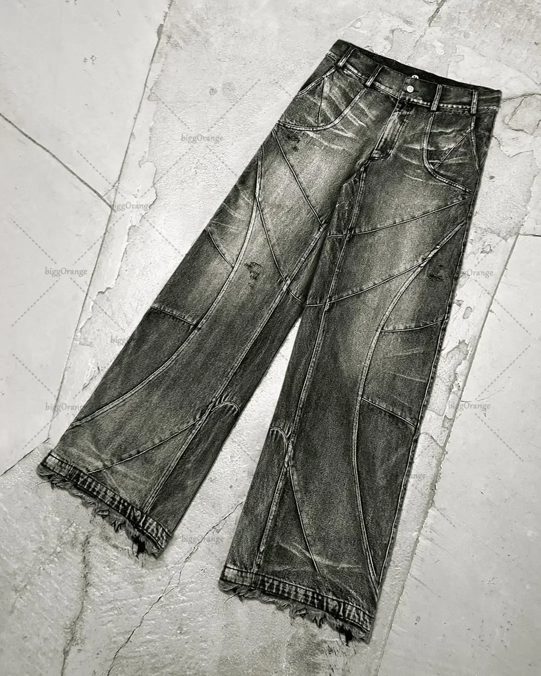 

Vintage 90s Destroyed Black Wash Jeans Men's Gothic Style Street Trend Clothing Vintage Loose Wide Leg Pants Autumn Menswear