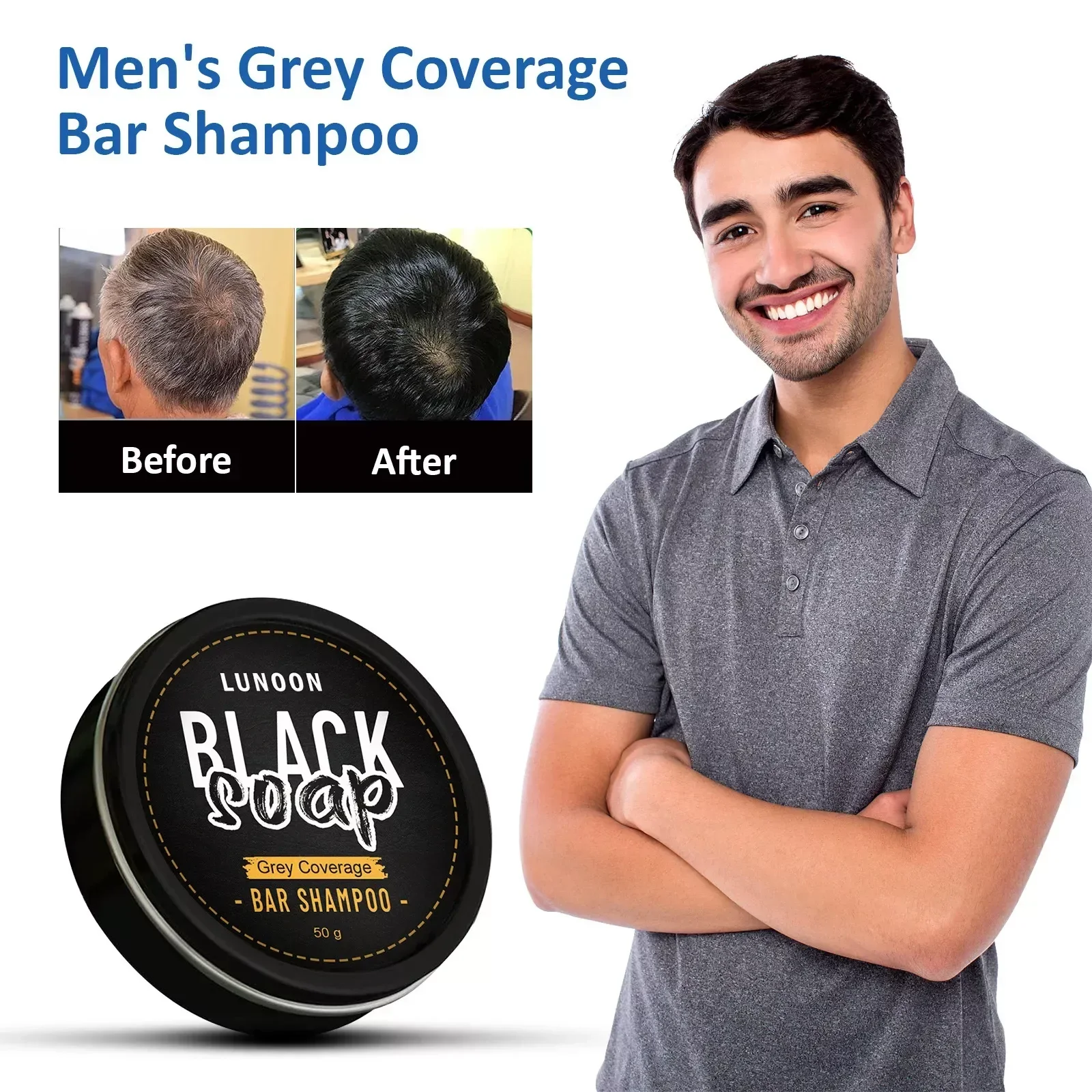 

Shampoo Bar Soap Cover Bar Soap Repair Gray Reverse Bar Gray Hair Hair Darkening Compressed Gray Hair Coverage for Men