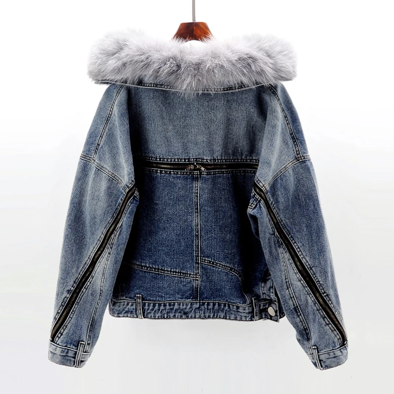 Korean Winter Warm Denim Coat Female Removable Fox Hair Collar Rabbit Hair Liner Jeans Jacket Female parka Loose Outerwear G2323
Korean Winter Warm Denim Coat Female Removable Fox Hair Collar Rabbit Hair Liner Jeans Jacket Female parka Loose Outerwear G2323